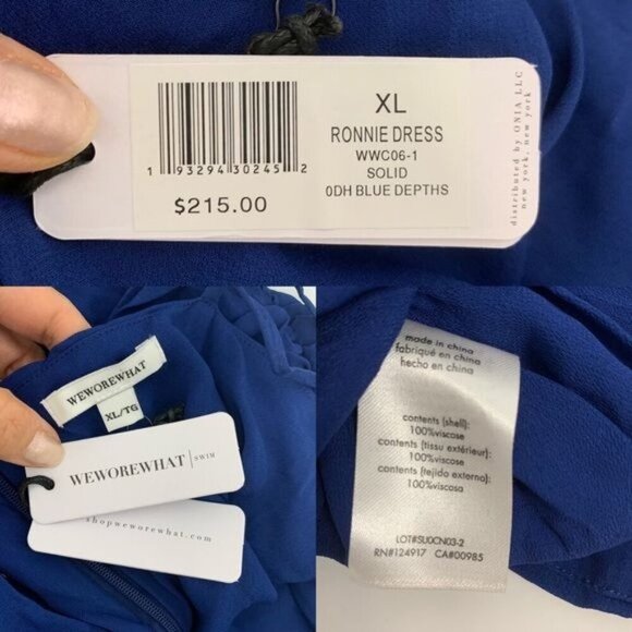WeWoreWhat Ronnie Ruched Dress in blue depths Sz XL NWT - Picture 8 of 12